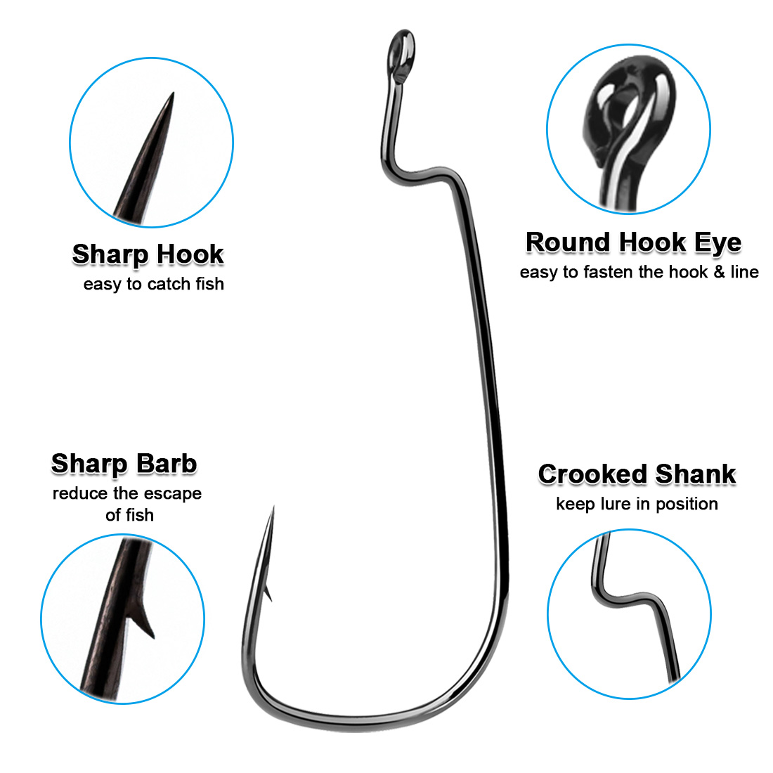 FishTrip 50-100PCS Mata Kail W - Fishing Hook Offset ulasan dan harga